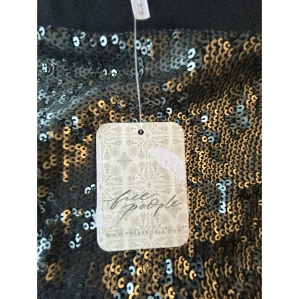 Free People Women's Manuka Sequin Mini Dress M Silver Gunmetal Gray READ